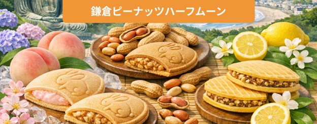 鎌倉五郎に、爽やかな3種類の夏が到来しました。今年は特に、白桃の風味と爽やかな香りが際立つ「白桃半月」に注目です。