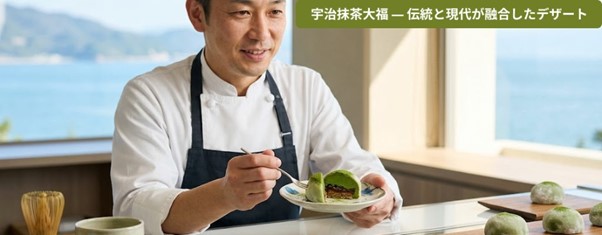 【プレスリリース】伝統と革新が融合する「和洋折衷」の味わい。パティシエ特製の「宇治抹茶大福」が期間限定で登場します。